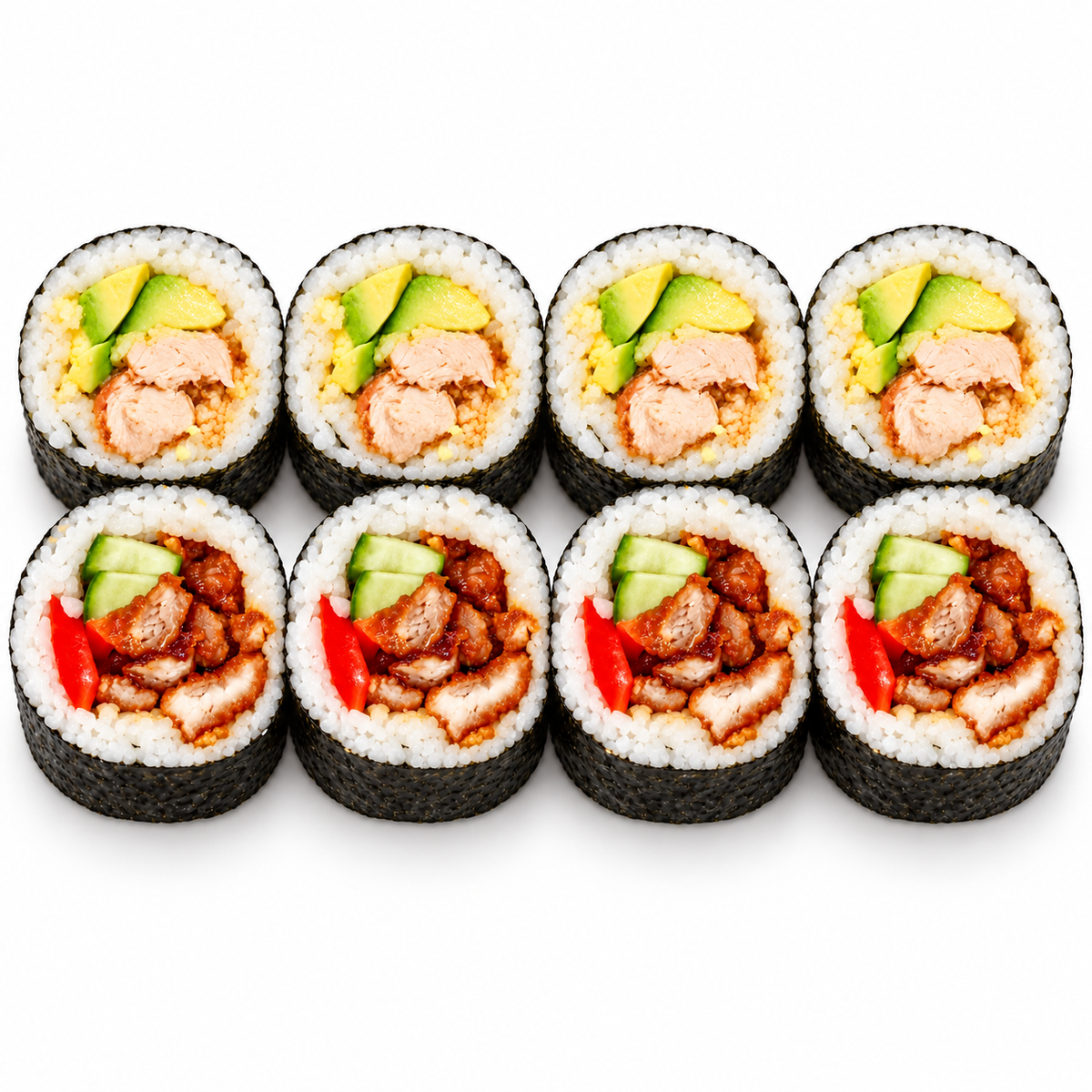 Crispy Chicken Avocado Sushi Roll + Teriyaki Chicken Sushi Roll