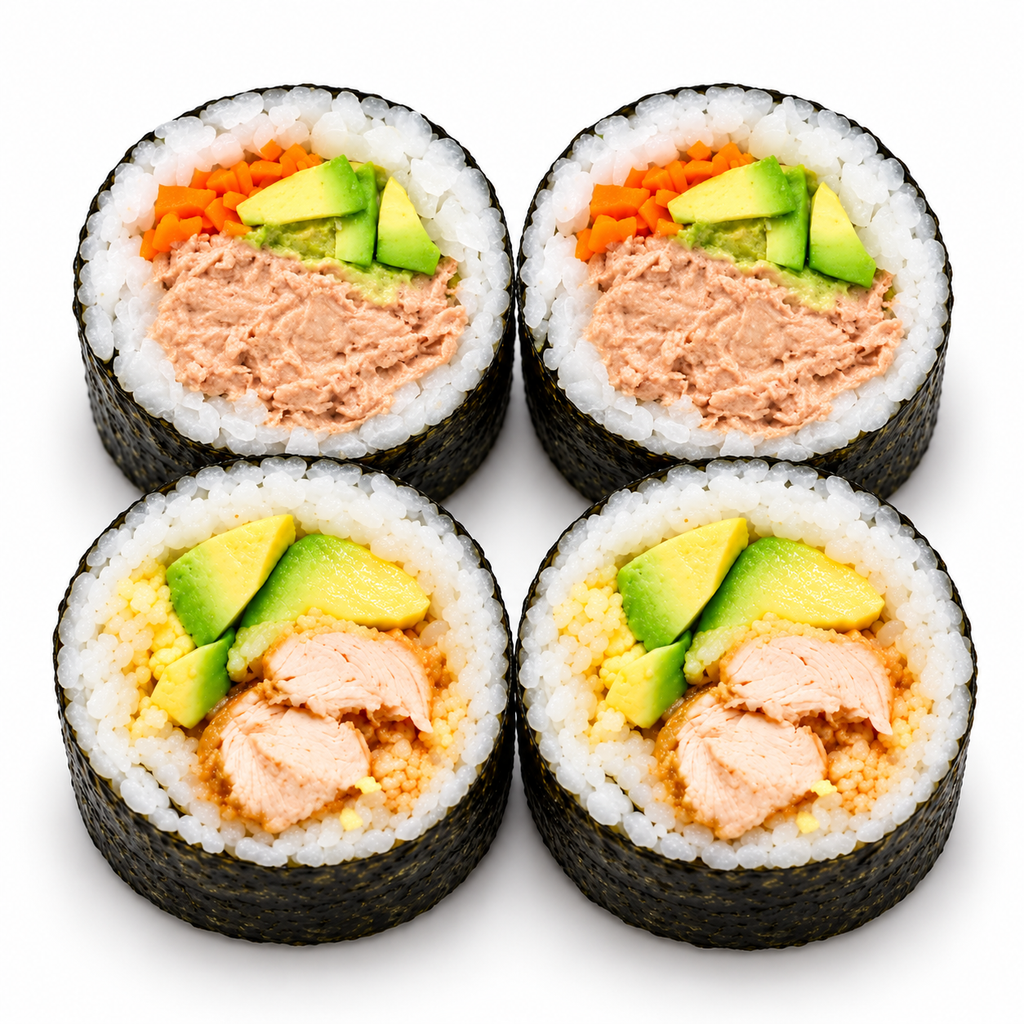 Crispy Chicken Avocado Sushi Roll + Tuna Sushi Roll