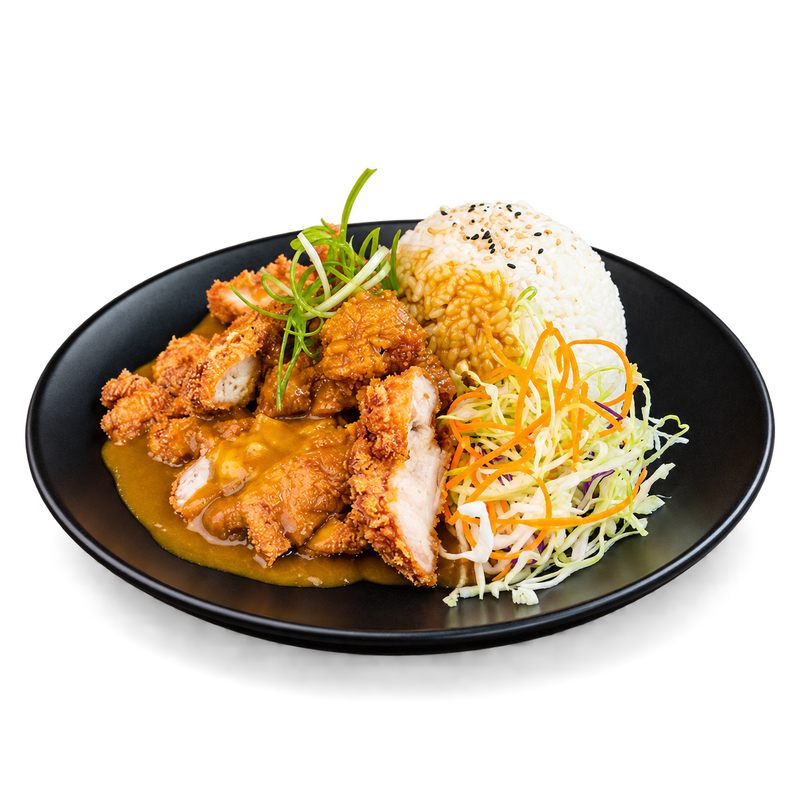 Crispy Chicken on Rice with Japanese Curry